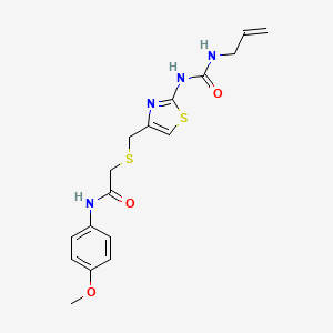 molecular formula C17H20N4O3S2 B2355514 2-(((2-(3-allylureido)thiazol-4-yl)methyl)thio)-N-(4-methoxyphenyl)acetamide CAS No. 1203309-23-2