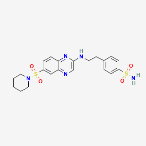 molecular formula C21H25N5O4S2 B2355515 4-(2-((6-(哌啶-1-磺酰基)喹喔啉-2-基)氨基)乙基)苯磺酰胺 CAS No. 1019176-99-8