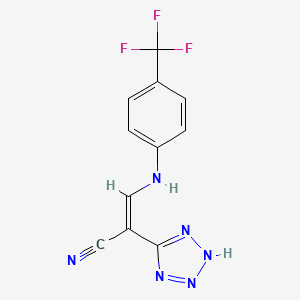 molecular formula C11H7F3N6 B2355521 2-(2H-2,3,4,5-Tetraazolyl)-3-((4-(trifluoromethyl)phenyl)amino)prop-2-enenitrile CAS No. 1025261-13-5