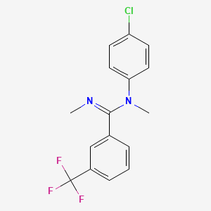 molecular formula C16H14ClF3N2 B2355530 N-(4-chlorophenyl)-N,N'-dimethyl-3-(trifluoromethyl)benzenecarboximidamide CAS No. 400076-74-6