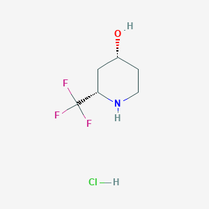 molecular formula C6H11ClF3NO B2355539 cis-2-(Trifluoromethyl)piperidin-4-ol;hydrochloride CAS No. 2387573-36-4