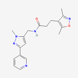 3-(3,5-dimethylisoxazol-4-yl)-N-((1-methyl-3-(pyridin-3-yl)-1H-pyrazol-5-yl)methyl)propanamide