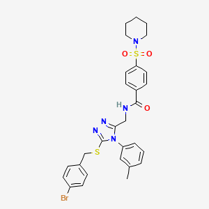 molecular formula C29H30BrN5O3S2 B2355549 N-((5-((4-bromobenzyl)thio)-4-(m-tolyl)-4H-1,2,4-triazol-3-yl)methyl)-4-(piperidin-1-ylsulfonyl)benzamide CAS No. 392683-57-7