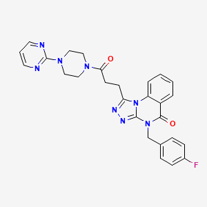 molecular formula C27H25FN8O2 B2355559 4-(4-fluorobenzyl)-1-[3-oxo-3-(4-pyrimidin-2-ylpiperazin-1-yl)propyl][1,2,4]triazolo[4,3-a]quinazolin-5(4H)-one CAS No. 887223-87-2