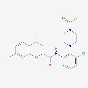 molecular formula C24H30ClN3O3 B235556 N-[2-(4-acetyl-1-piperazinyl)-3-chlorophenyl]-2-(2-isopropyl-5-methylphenoxy)acetamide 