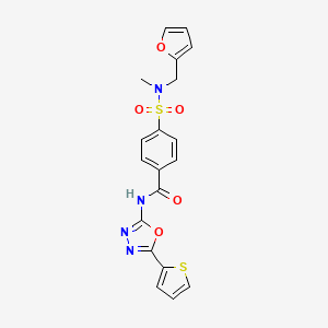 molecular formula C19H16N4O5S2 B2355563 4-(N-(furan-2-ylmethyl)-N-methylsulfamoyl)-N-(5-(thiophen-2-yl)-1,3,4-oxadiazol-2-yl)benzamide CAS No. 941996-55-0