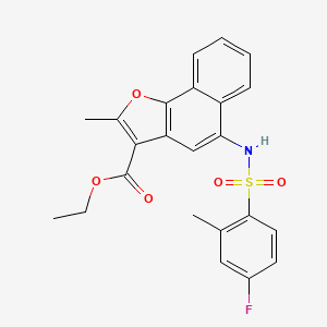 molecular formula C23H20FNO5S B2355567 Ethyl 5-(4-fluoro-2-methylphenylsulfonamido)-2-methylnaphtho[1,2-b]furan-3-carboxylate CAS No. 865614-10-4