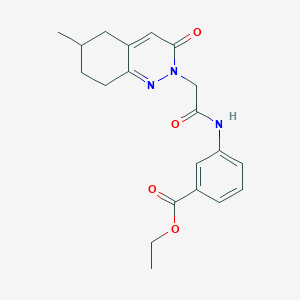 molecular formula C20H23N3O4 B2355568 ethyl 3-{[(6-methyl-3-oxo-5,6,7,8-tetrahydrocinnolin-2(3H)-yl)acetyl]amino}benzoate CAS No. 932997-75-6