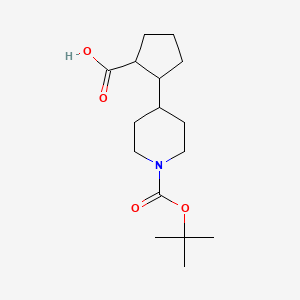 molecular formula C16H27NO4 B2355569 2-(1-(tert-Butoxycarbonyl)piperidin-4-yl)cyclopentane-1-carboxylic acid CAS No. 2241142-07-2