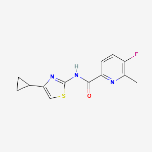 molecular formula C13H12FN3OS B2355576 N-(4-Cyclopropyl-1,3-thiazol-2-yl)-5-fluoro-6-methylpyridine-2-carboxamide CAS No. 2415542-59-3