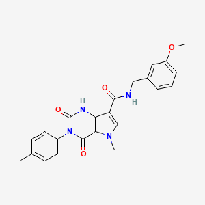 molecular formula C23H22N4O4 B2355578 N-(3-甲氧基苄基)-5-甲基-2,4-二氧代-3-(对甲苯基)-2,3,4,5-四氢-1H-吡咯并[3,2-d]嘧啶-7-甲酰胺 CAS No. 921853-97-6