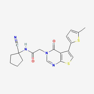 molecular formula C19H18N4O2S2 B2355582 N-(1-cyanocyclopentyl)-2-[5-(5-methylthiophen-2-yl)-4-oxothieno[2,3-d]pyrimidin-3-yl]acetamide CAS No. 924454-18-2