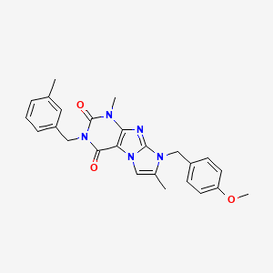 molecular formula C25H25N5O3 B2355583 6-[(4-Methoxyphenyl)methyl]-4,7-dimethyl-2-[(3-methylphenyl)methyl]purino[7,8-a]imidazole-1,3-dione CAS No. 896300-87-1