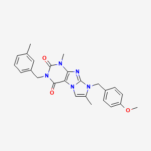 molecular formula C25H25N5O3 B2355583 6-[(4-甲氧基苯基)甲基]-4,7-二甲基-2-[(3-甲苯基)甲基]嘌呤[7,8-a]咪唑-1,3-二酮 CAS No. 896300-87-1