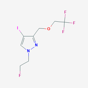 molecular formula C8H9F4IN2O B2355586 1-(2-fluoroethyl)-4-iodo-3-[(2,2,2-trifluoroethoxy)methyl]-1H-pyrazole CAS No. 1856072-65-5