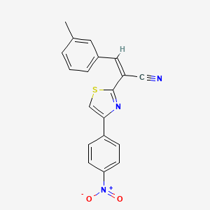 molecular formula C19H13N3O2S B2355592 (Z)-2-(4-(4-nitrophenyl)thiazol-2-yl)-3-(m-tolyl)acrylonitrile CAS No. 476668-78-7