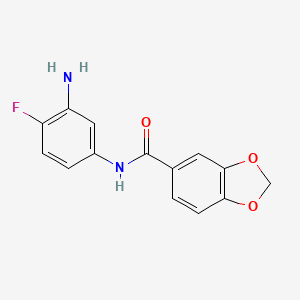 molecular formula C14H11FN2O3 B2355596 N-(3-amino-4-fluorophenyl)-2H-1,3-benzodioxole-5-carboxamide CAS No. 926265-21-6