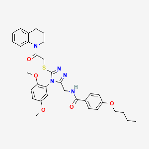 4-butoxy-N-[[5-[2-(3,4-dihydro-2H-quinolin-1-yl)-2-oxoethyl]sulfanyl-4-(2,5-dimethoxyphenyl)-1,2,4-triazol-3-yl]methyl]benzamide