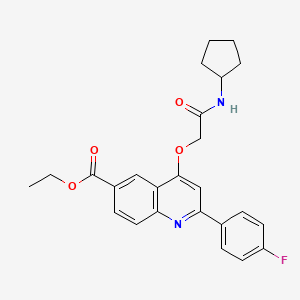 molecular formula C25H25FN2O4 B2355601 4-(2-(环戊基氨基)-2-氧代乙氧基)-2-(4-氟苯基)喹啉-6-羧酸乙酯 CAS No. 1114871-41-8