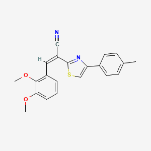 molecular formula C21H18N2O2S B2355612 (Z)-3-(2,3-dimethoxyphenyl)-2-(4-(p-tolyl)thiazol-2-yl)acrylonitrile CAS No. 476671-41-7