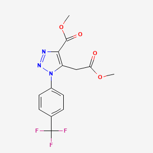 molecular formula C14H12F3N3O4 B2355615 methyl 5-(2-methoxy-2-oxoethyl)-1-[4-(trifluoromethyl)phenyl]-1H-1,2,3-triazole-4-carboxylate CAS No. 303995-96-2