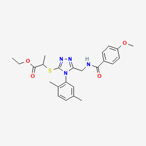 molecular formula C24H28N4O4S B2355627 ethyl 2-((4-(2,5-dimethylphenyl)-5-((4-methoxybenzamido)methyl)-4H-1,2,4-triazol-3-yl)thio)propanoate CAS No. 476432-88-9