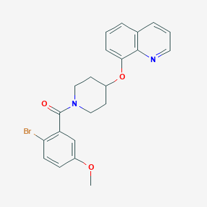 molecular formula C22H21BrN2O3 B2355635 (2-溴-5-甲氧基苯基)(4-(喹啉-8-氧基)哌啶-1-基)甲苯酮 CAS No. 1902985-76-5