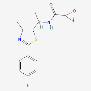 molecular formula C15H15FN2O2S B2355641 N-[1-[2-(4-Fluorophenyl)-4-methyl-1,3-thiazol-5-yl]ethyl]oxirane-2-carboxamide CAS No. 2418720-89-3