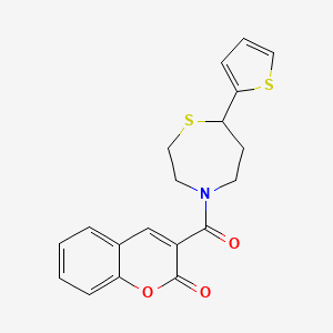 molecular formula C19H17NO3S2 B2355672 3-(7-(thiophen-2-yl)-1,4-thiazepane-4-carbonyl)-2H-chromen-2-one CAS No. 1706291-84-0