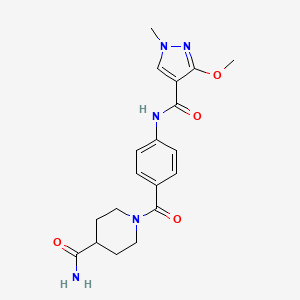 1-(4-(3-methoxy-1-methyl-1H-pyrazole-4-carboxamido)benzoyl)piperidine-4-carboxamide
