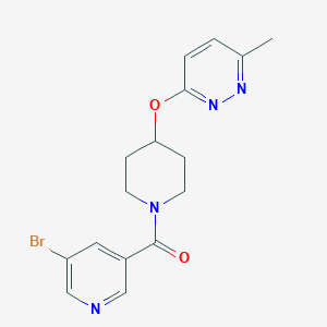 molecular formula C16H17BrN4O2 B2355678 (5-Bromopyridin-3-yl)(4-((6-methylpyridazin-3-yl)oxy)piperidin-1-yl)methanone CAS No. 1797129-32-8