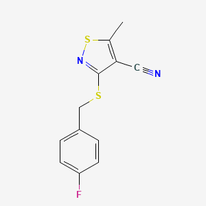 molecular formula C12H9FN2S2 B2355682 3-[(4-氟苄基)硫代]-5-甲基-4-异噻唑碳腈 CAS No. 339021-11-3
