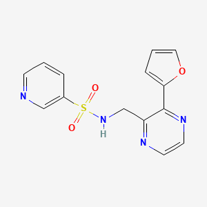 molecular formula C14H12N4O3S B2355685 N-((3-(呋喃-2-基)吡嗪-2-基)甲基)吡啶-3-磺酰胺 CAS No. 2034465-02-4