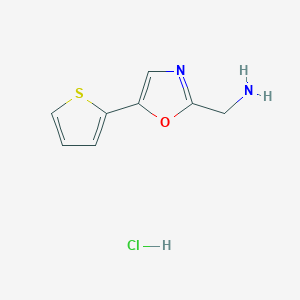 molecular formula C8H9ClN2OS B2355688 (5-(Thiophen-2-yl)oxazol-2-yl)methanamine hydrochloride CAS No. 70996-62-2