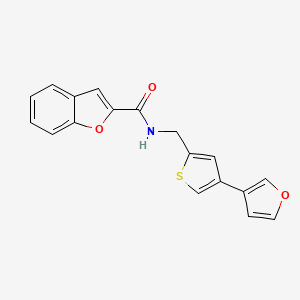 molecular formula C18H13NO3S B2355697 N-[[4-(Furan-3-yl)thiophen-2-yl]methyl]-1-benzofuran-2-carboxamide CAS No. 2380057-65-6