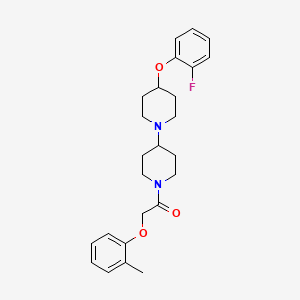 molecular formula C25H31FN2O3 B2355706 1-(4-(2-Fluorophenoxy)-[1,4'-bipiperidin]-1'-yl)-2-(o-tolyloxy)ethan-1-one CAS No. 1705340-62-0