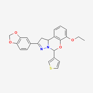 2-(benzo[d][1,3]dioxol-5-yl)-7-ethoxy-5-(thiophen-3-yl)-5,10b-dihydro-1H-benzo[e]pyrazolo[1,5-c][1,3]oxazine