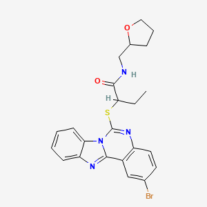 2-(2-bromobenzimidazolo[1,2-c]quinazolin-6-yl)sulfanyl-N-(oxolan-2-ylmethyl)butanamide