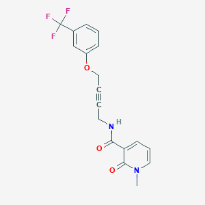 molecular formula C18H15F3N2O3 B2355726 1-Methyl-2-oxo-N-[4-[3-(trifluoromethyl)phenoxy]but-2-ynyl]pyridine-3-carboxamide CAS No. 1421526-85-3