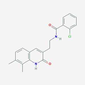 molecular formula C20H19ClN2O2 B2355731 2-氯-N-[2-(7,8-二甲基-2-氧代-1H-喹啉-3-基)乙基]苯甲酰胺 CAS No. 851407-47-1
