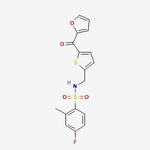 4-fluoro-N-((5-(furan-2-carbonyl)thiophen-2-yl)methyl)-2-methylbenzenesulfonamide