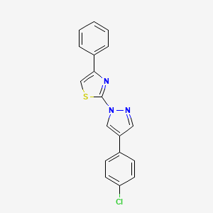 molecular formula C18H12ClN3S B2355742 2-[4-(4-chlorophenyl)-1H-pyrazol-1-yl]-4-phenyl-1,3-thiazole CAS No. 956779-41-2