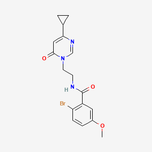 molecular formula C17H18BrN3O3 B2355748 2-bromo-N-(2-(4-cyclopropyl-6-oxopyrimidin-1(6H)-yl)ethyl)-5-methoxybenzamide CAS No. 2034590-13-9