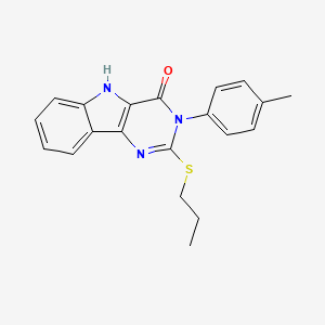 molecular formula C20H19N3OS B2355750 2-(丙硫基)-3-(对甲苯基)-3H-嘧啶并[5,4-b]吲哚-4(5H)-酮 CAS No. 536704-94-6