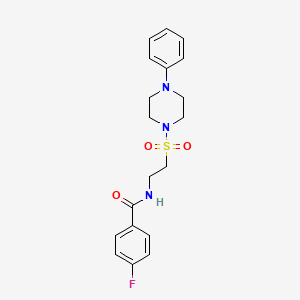 molecular formula C19H22FN3O3S B2355763 4-fluoro-N-(2-((4-phenylpiperazin-1-yl)sulfonyl)ethyl)benzamide CAS No. 899739-72-1