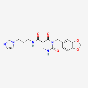 N-(3-(1H-imidazol-1-yl)propyl)-3-(benzo[d][1,3]dioxol-5-ylmethyl)-2,4-dioxo-1,2,3,4-tetrahydropyrimidine-5-carboxamide