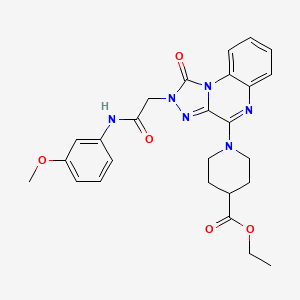 molecular formula C26H28N6O5 B2355790 Ethyl 1-(2-(2-((3-methoxyphenyl)amino)-2-oxoethyl)-1-oxo-1,2-dihydro-[1,2,4]triazolo[4,3-a]quinoxalin-4-yl)piperidine-4-carboxylate CAS No. 1189510-46-0