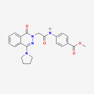 molecular formula C22H22N4O4 B2355801 methyl 4-(2-(1-oxo-4-(pyrrolidin-1-yl)phthalazin-2(1H)-yl)acetamido)benzoate CAS No. 1251606-14-0