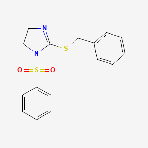 molecular formula C16H16N2O2S2 B2355811 1-(苯磺酰基)-2-苄基硫代-4,5-二氢咪唑 CAS No. 868216-59-5