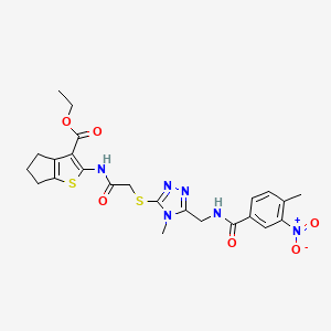 ethyl 2-({[(4-methyl-5-{[(4-methyl-3-nitrobenzoyl)amino]methyl}-4H-1,2,4-triazol-3-yl)thio]acetyl}amino)-5,6-dihydro-4H-cyclopenta[b]thiophene-3-carboxylate